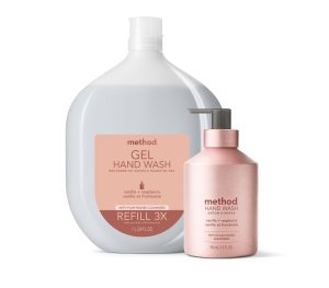 gel hand wash starter set – vanilla + raspberry. 46 fl oz